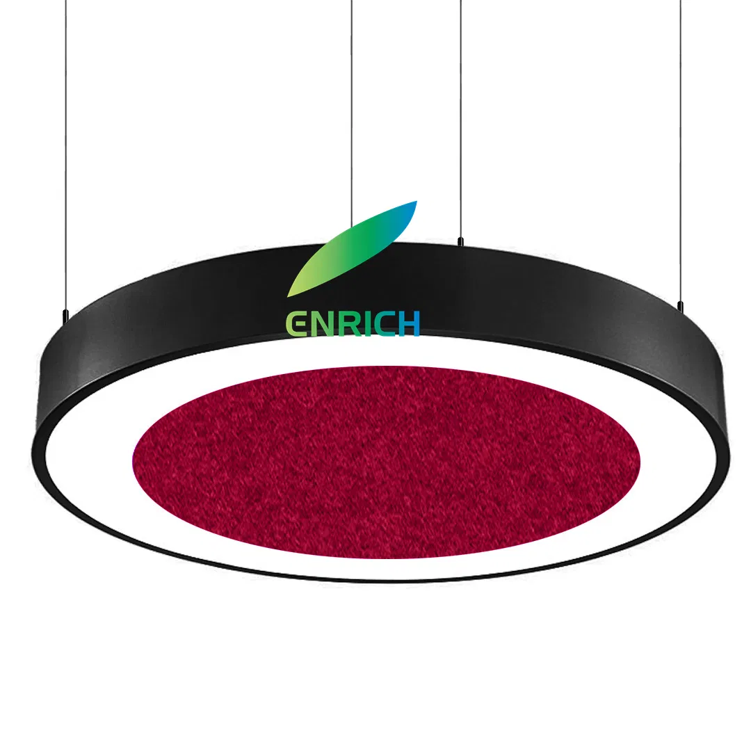 Lámpara de techo acústica LED, lámpara colgante LED en forma de anillo para interiores, iluminación para sala de estar, comedor, cocina, gimnasio, loft, oficina, dormitorio, almacén y taller