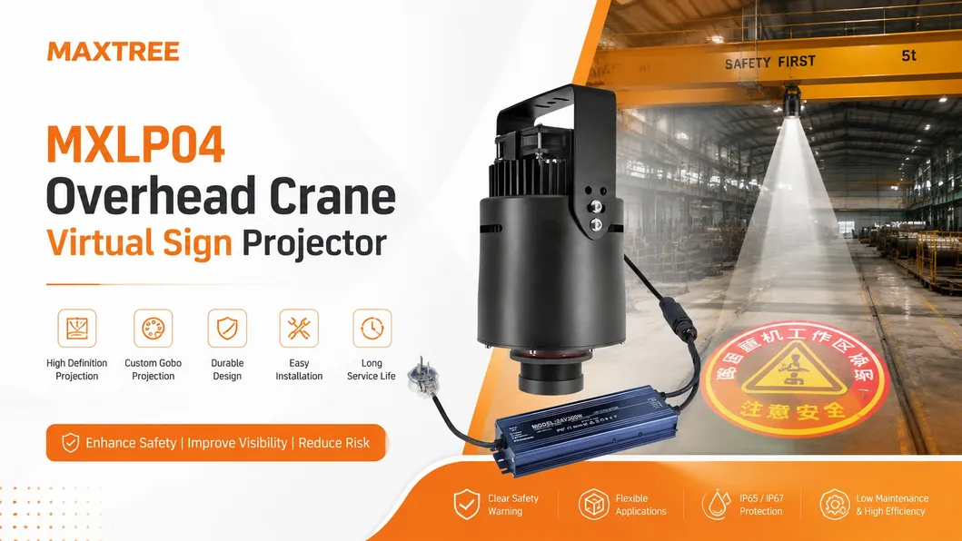 Proyector de Gobo de Cinta Virtual LED de Alta Resistencia para Área de Alerta de Peligro de Grúas Industriales Pesadas
