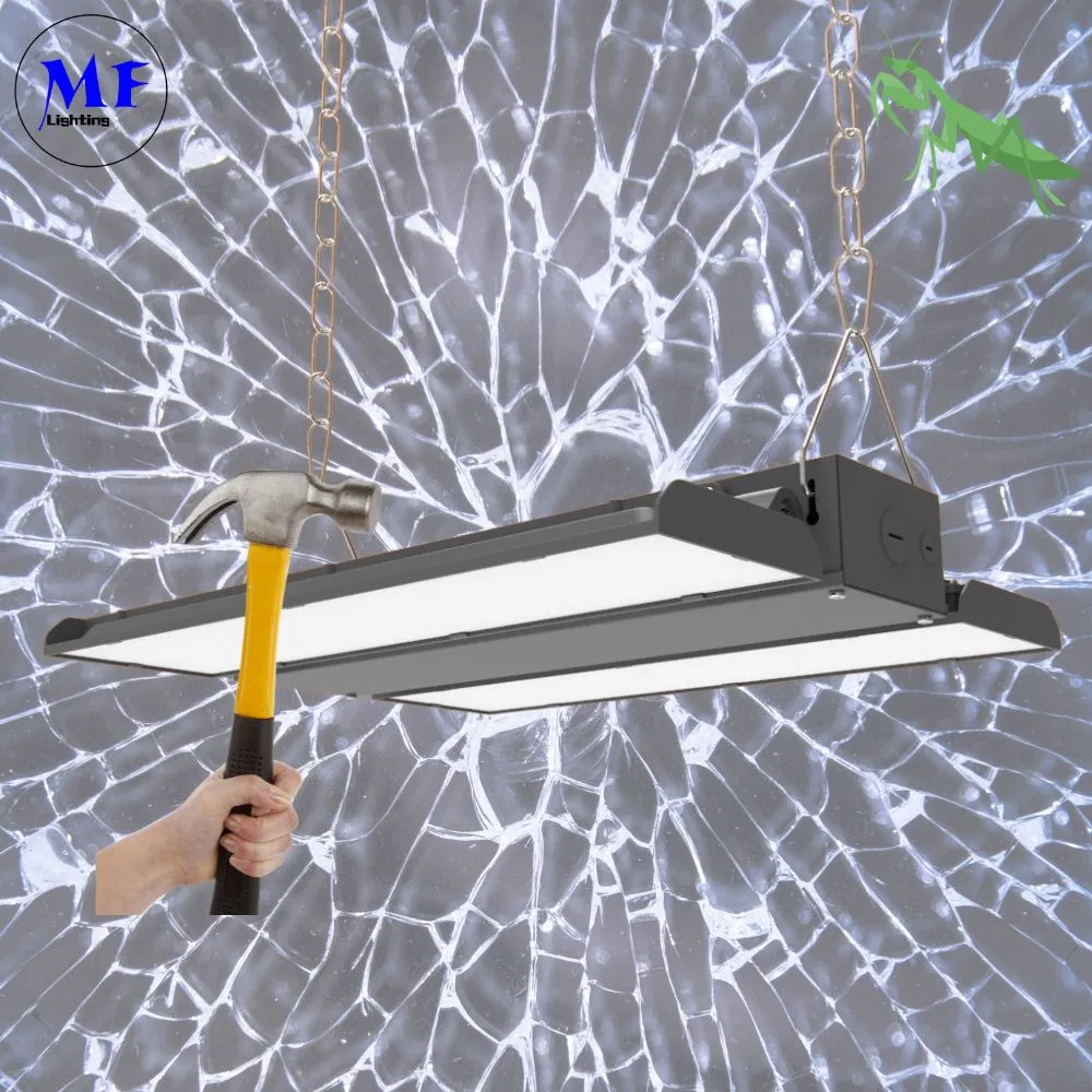 100-400W IP65 Lámpara de alta bahía LED impermeable con sensor de control de atenuación inteligente, luminaria industrial lineal para fábrica, taller, estación de servicio