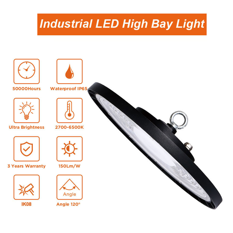Luz de iluminación a prueba de explosiones para garaje industrial almacén alta bahía 100W 150W 200W Luz LED alta bahía portátil tipo UFO lineal