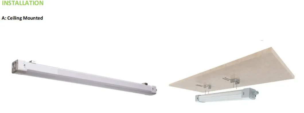Instrucción de instalación 1 para luz LED tri-proof