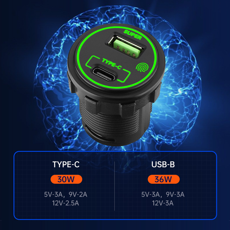 Sistema de Control de Interruptores de Banda Industrial 4 con Puertos de Carga USB Tipo C y USB A, Medidor de Voltaje LED para Coche, Barco, RV, Marino, Panel de Interruptores Marino Personalizado
