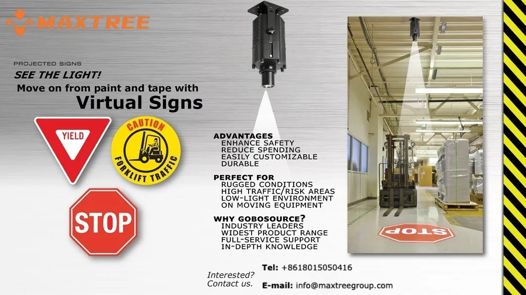 Proyector de Gobo Virtual LED para Señalización de Seguridad en Fábricas Industriales
