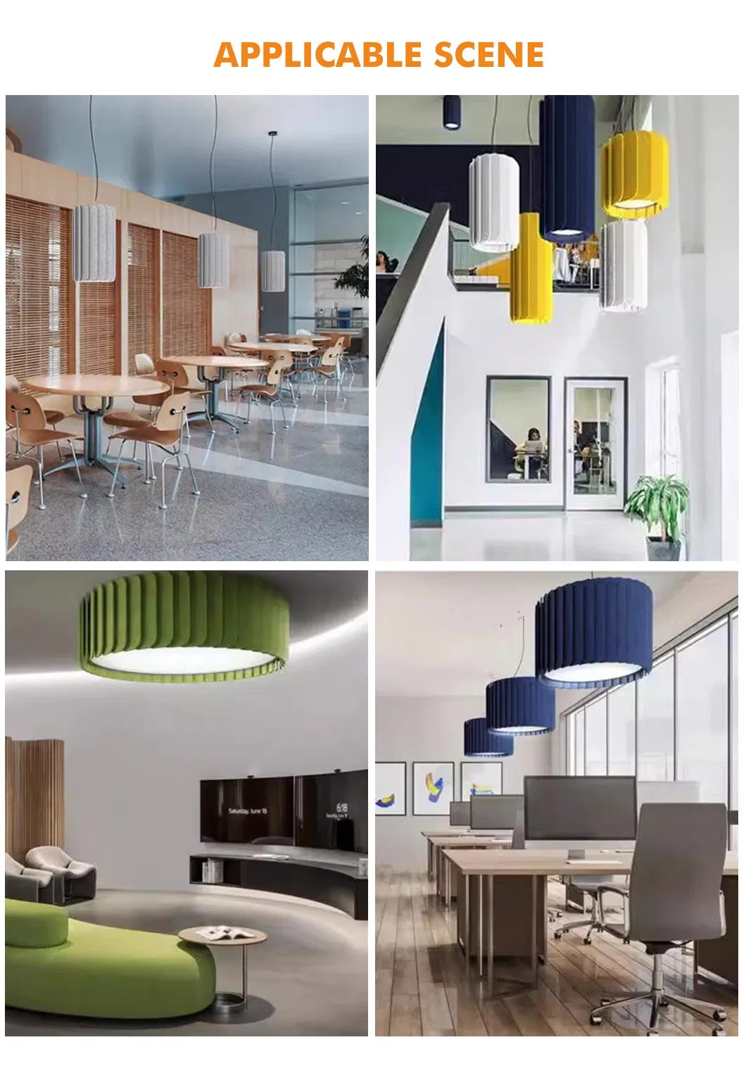 Lámpara de araña LED de estilo industrial con absorción de sonido para iluminación de cafeterías y restaurantes