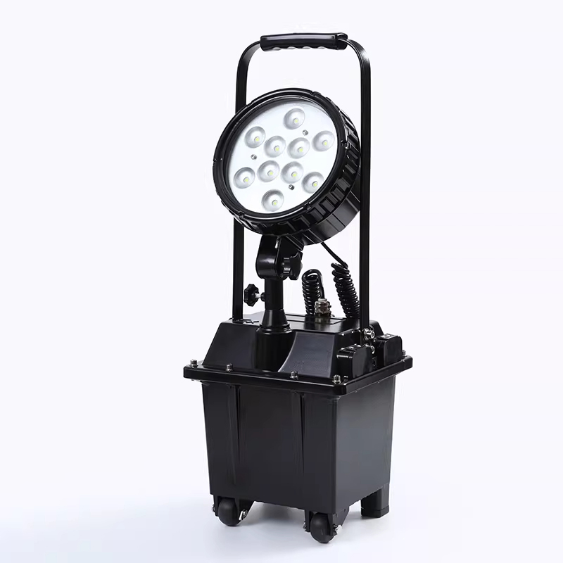 Luz de trabajo LED a prueba de explosiones móvil con ruedas, larga duración, lámpara de indicador de seguridad para taller de control industrial