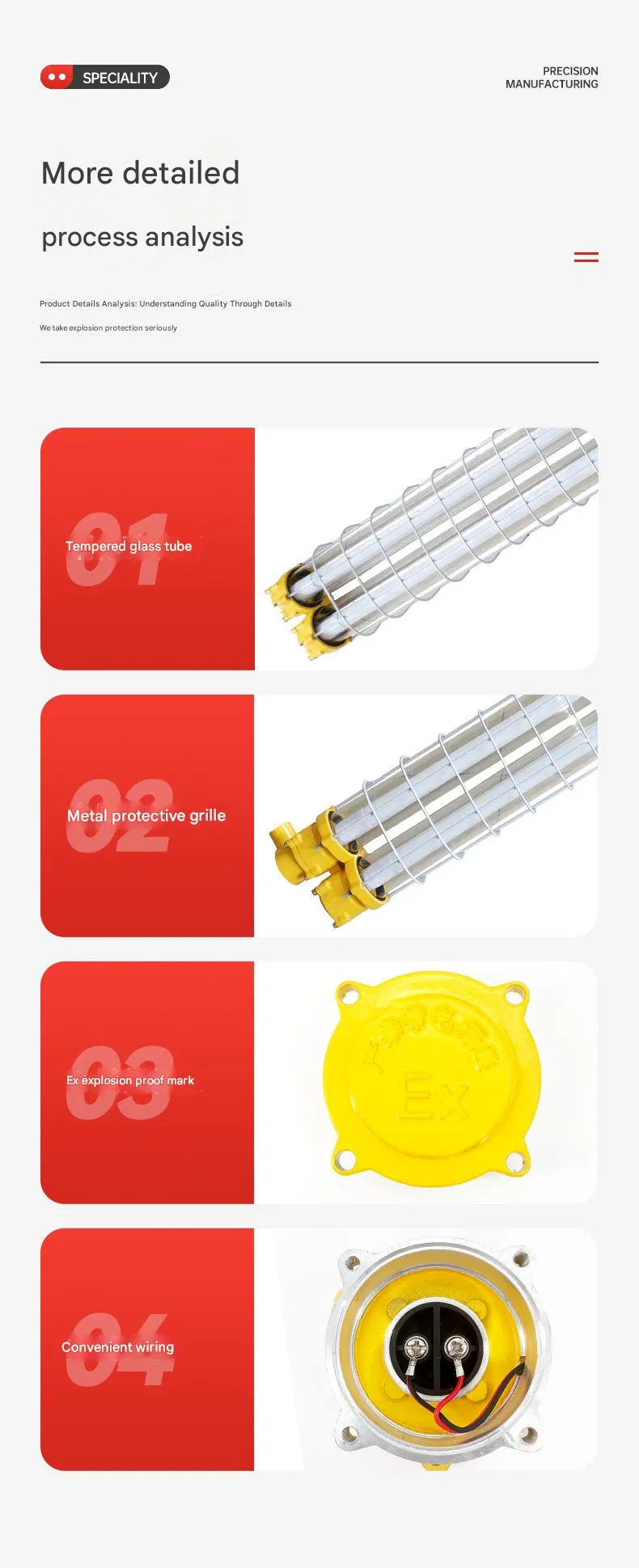 Lámpara fluorescente a prueba de explosiones de tubo LED de aluminio fundido a presión, resistente al agua y de alta resistencia industrial IP66