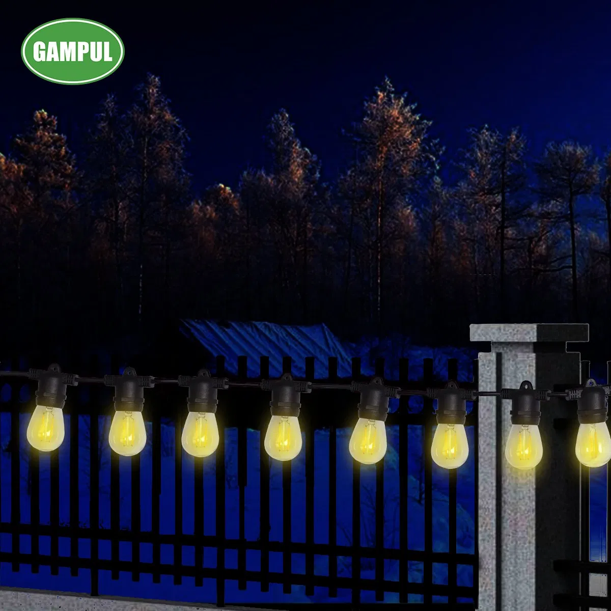 Luces de Cadena de Filamento LED Reemplazo Solar Alimentado a Prueba de Clima para Decoraciones del Hogar Iluminación de Vacaciones 1W S14 E26