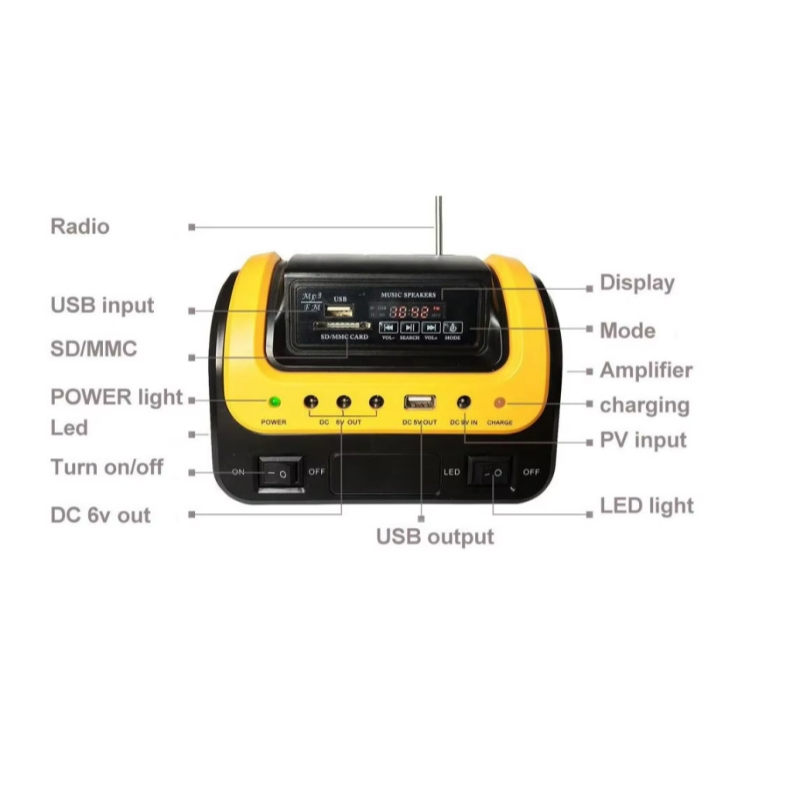 Conjunto de Iluminación Solar de Emergencia al Aire Libre 5W Panel 3 Bombillas LED 5000mAh