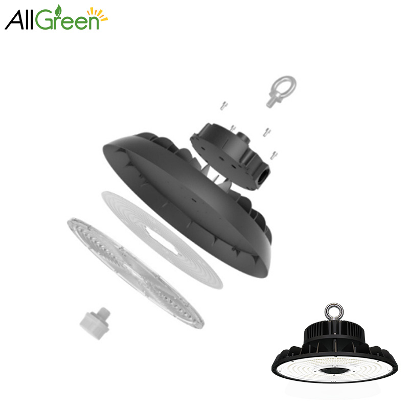 Iluminación de Alta Bahía Allgreen Agub12 LED Ajustable 100-200W Diseño UFO de Grado Industrial OEM/ODM Materiales de Alta Calidad para Fábricas Gimnasios 5000K IP66