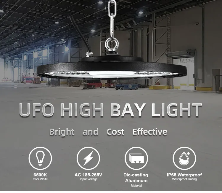 Luz de iluminación a prueba de explosiones para garaje industrial almacén alta bahía 100W 150W 200W Luz LED alta bahía portátil tipo UFO lineal
