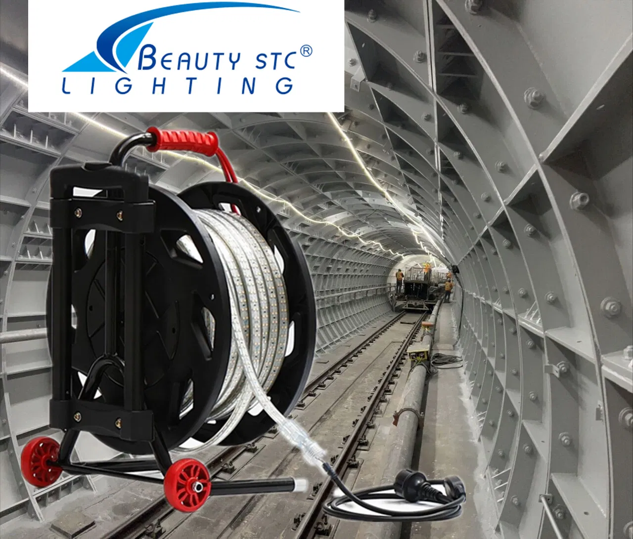 Construcción de Worklight Iluminación Industrial Túneles 25m 50m Luz LED Portátil Tira de LED