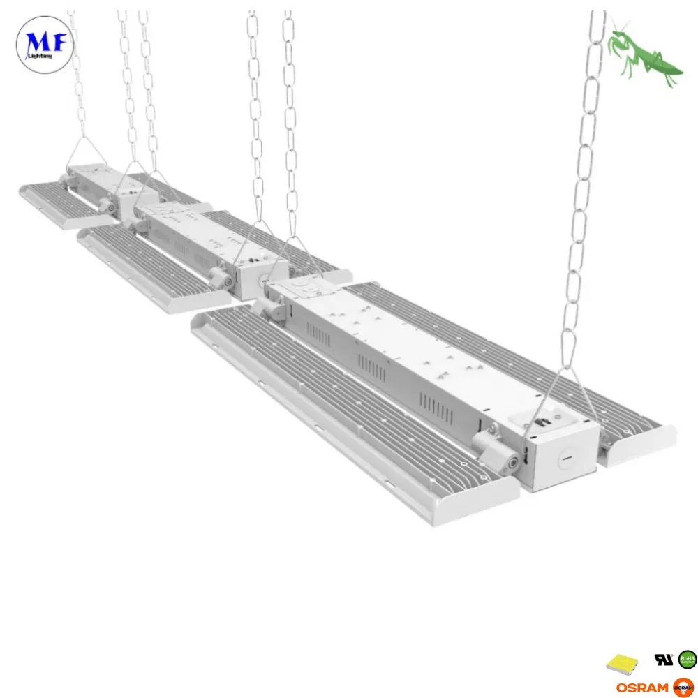 100W 150W 200W 240W 300W 400W IP65 Lámpara de alta bahía LED impermeable para exteriores e interiores, luminaria industrial lineal con atenuación inteligente 0-10V Sensor