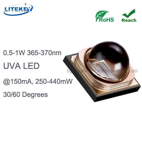 Alta Flujo Radiante 400MW 365nm LED UV 3535 3V 150mA para Curado UV Industrial con RoHS