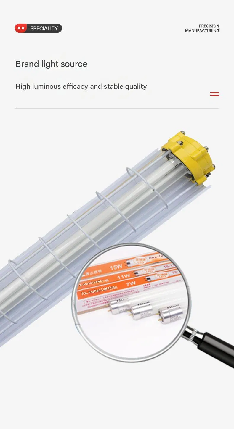 Lámpara fluorescente a prueba de explosiones de tubo LED de aluminio fundido a presión, resistente al agua y de alta resistencia industrial IP66