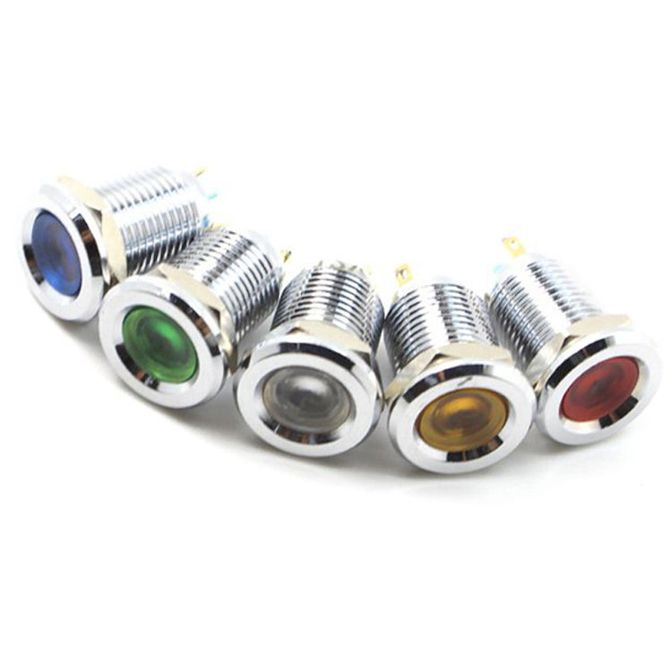 Precio Mayorista 12mm Terminal de Pin Plano de Metal Impermeable para Maquinaria Industrial 220V Luz Indicadora LED