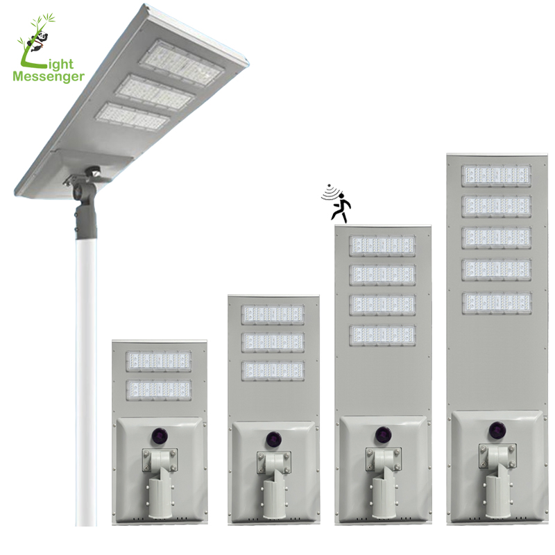Luz Mensajera Fundición a Presión Pared Iluminación Solar Exterior Venta al por Mayor Integrada Sensor de Movimiento Lámpara Solar de Calle LED Batería Luz Industrial LED Calle Inteligente