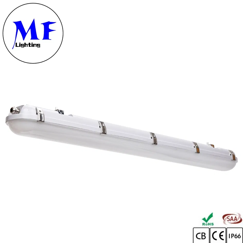 IP66 IP65 4FT 40W Iluminación de Estacionamiento Industrial Luz de Túnel LED Luz Tri Proof con Sensor de Movimiento y Kit de Respaldo de Emergencia para Almacén y Área Comercial