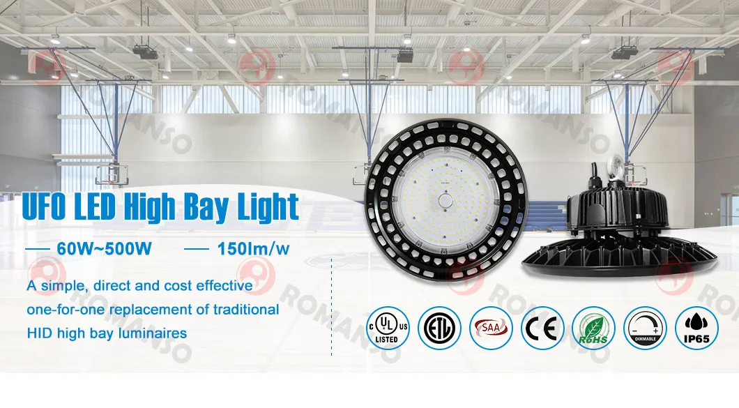 Instalación de luz LED tipo UFO colgante IP65 a prueba de agua para almacenes