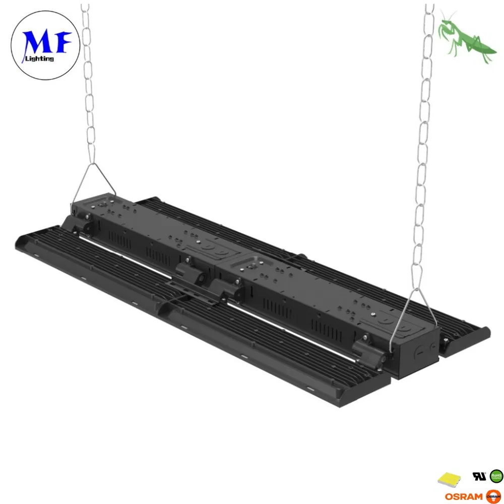 100W 150W 200W 240W 300W 400W IP65 Lámpara de alta bahía LED impermeable para exteriores e interiores, luminaria industrial lineal con atenuación inteligente 0-10V Sensor