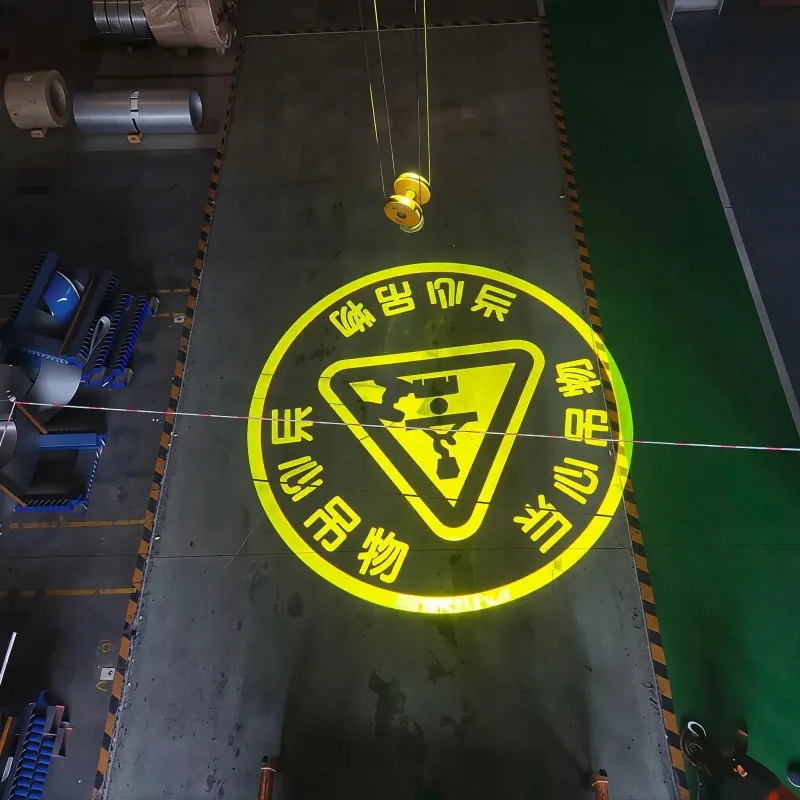 Imagen de señal de advertencia de seguridad virtual para suelos industriales, proyector LED Gobo de larga distancia para grúas de puente