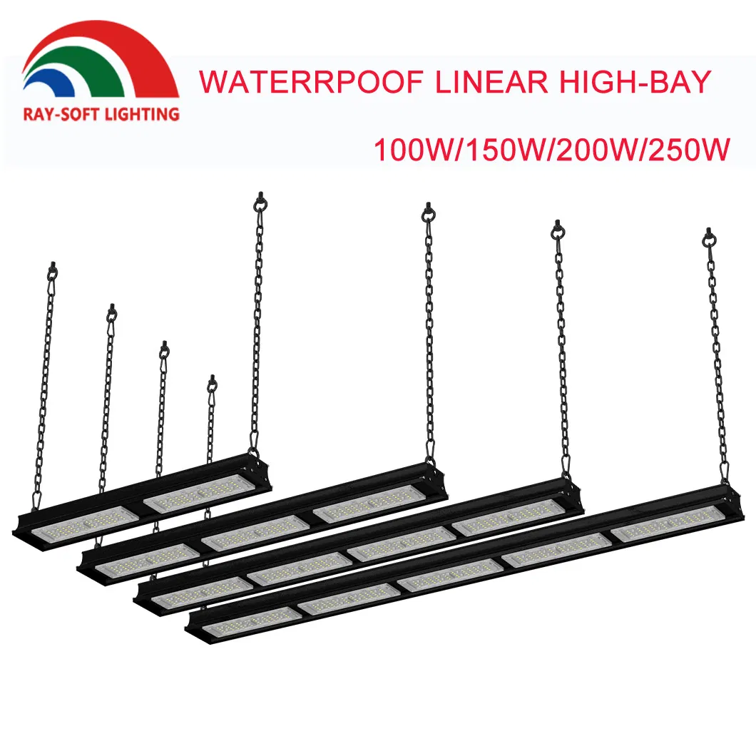 200W Módulo de luz lineal alta bay LED de aluminio industrial IP65 Iluminación comercial para almacenes, fábricas y túneles