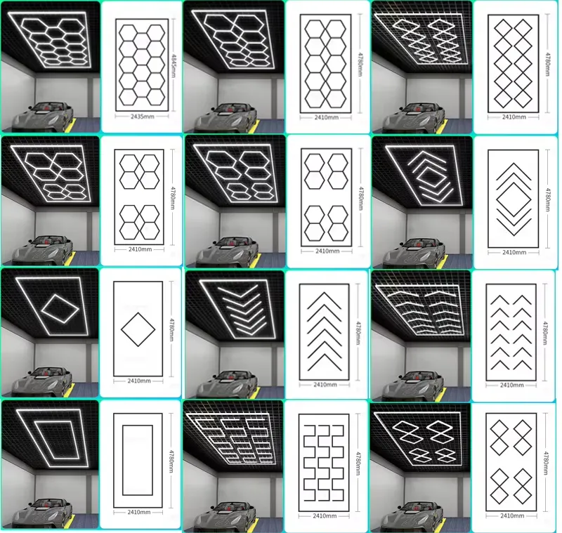 Iluminación hexagonal LED eficiente en energía para talleres de automóviles, salas de equipos automotrices y espacios industriales