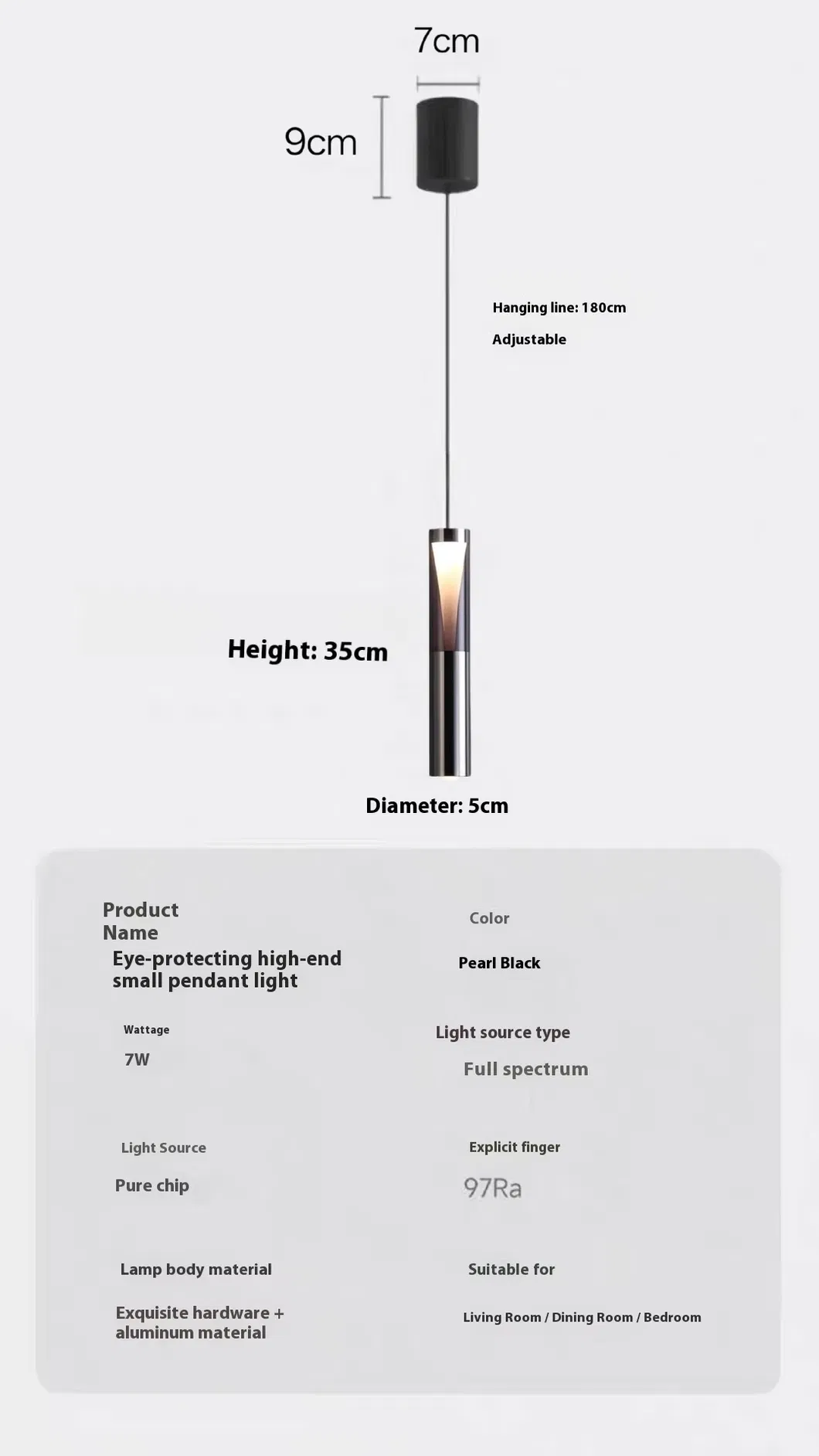 Luz colgante ajustable nórdica moderna para decoración minimalista de dormitorio junto a la cama
