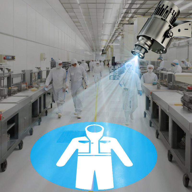 Advertencia de seguridad del proyector Gobo LED industrial de larga duración para proyección en el suelo de fábricas y almacenes