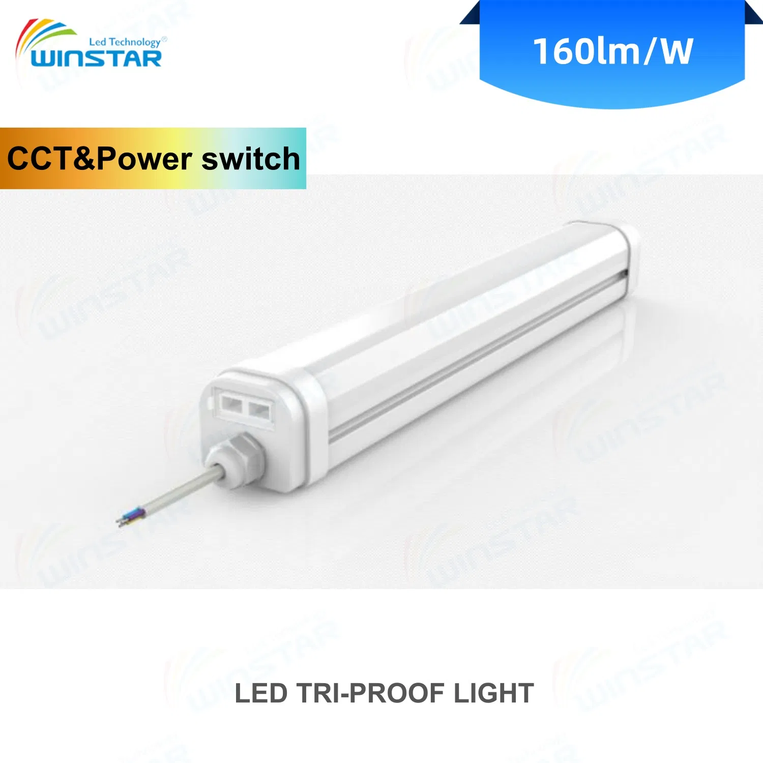 175lm/W Eficacia Ultra Alta Ajustable en Campo IP65 Luz LED Tri-Proof 3-Level Seleccionable CCT y Potencia para Iluminación de Almacén, Garaje, Parqueo de Autos e Iluminación Industrial