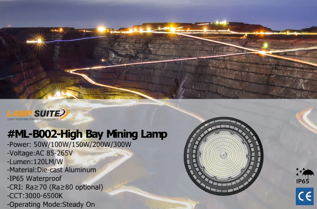 IP65 Luz LED de alta bahía a prueba de agua para fabricación 200W 300W Fijación de iluminación industrial