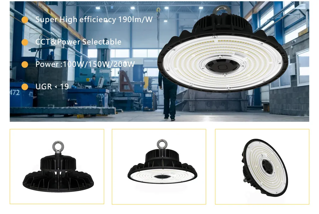 Iluminación de Alta Bahía LED Ajustable 100-200W Diseño UFO
