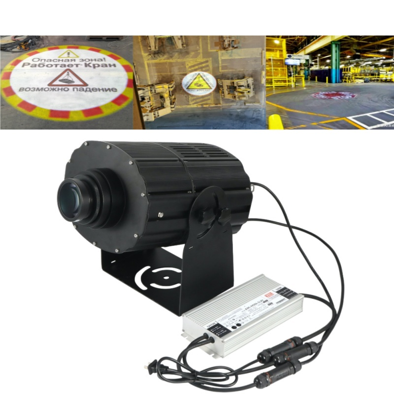 Imagen de señal de advertencia de seguridad virtual para suelos industriales, proyector LED Gobo de larga distancia para grúas de puente