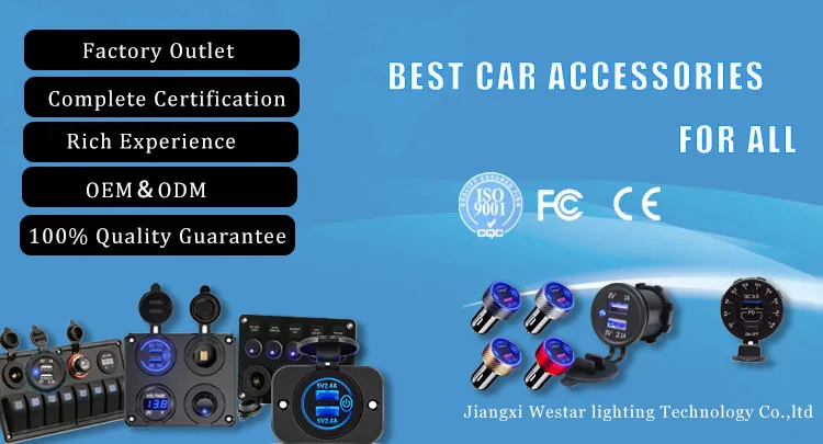12V 4.2A Panel de Interruptor Rocker con Cargador USB Doble para Coche y Voltímetro LED