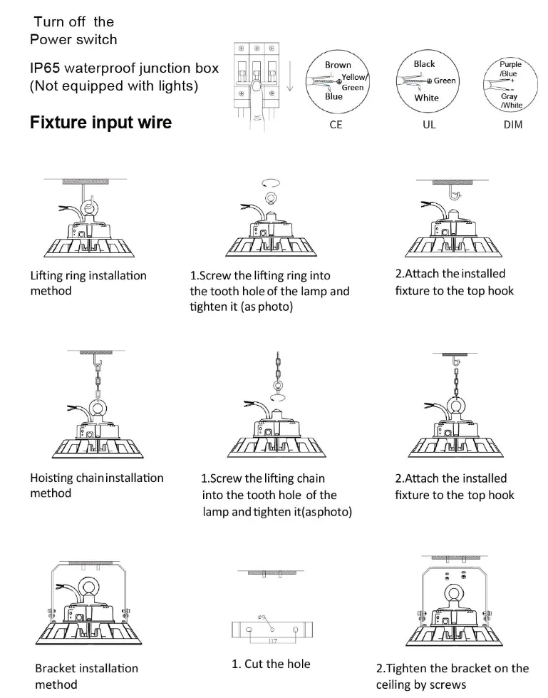 Lámpara de alta bahía industrial tipo UFO LED para almacén y garaje
