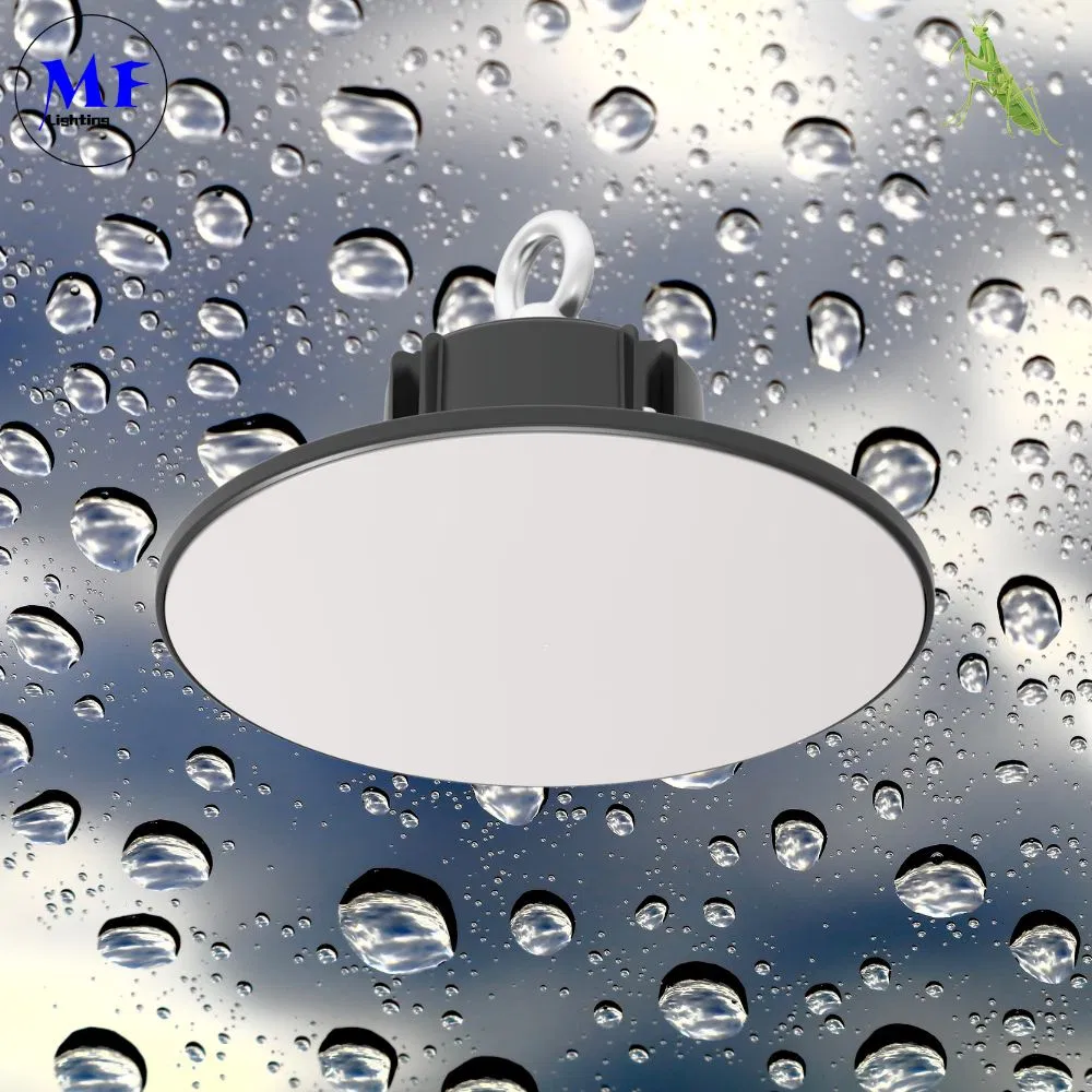 Fábrica Industrial 100W-240W Luz de Alta Bahía LED UFO con Kit de Emergencia Control Inteligente para Almacén Planta Estacionamiento Subterráneo Estadio Iluminación Interior