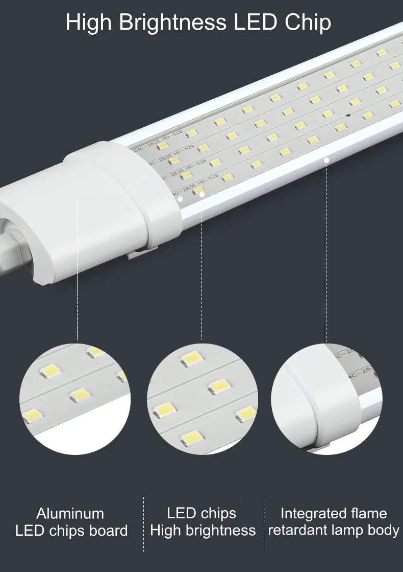 Luz de Fixture LED Tri-Proof Industrial Exterior 120cm 4FT 40W para Iluminación de Taller, Estacionamiento/Túnel