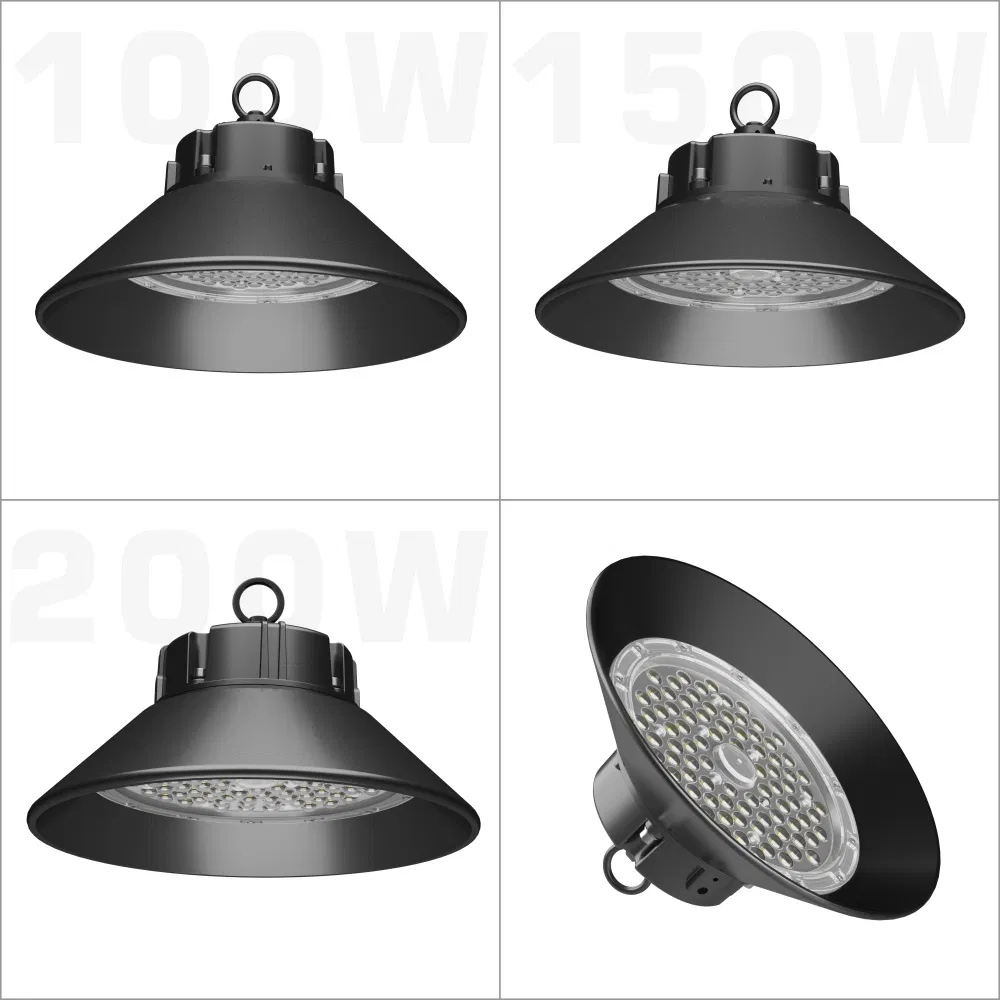 Iluminación de alta bahía LED UFO de 100 W para industria, almacén, exposición, a prueba de polvo 100W 15000lm almacén industrial IP65 a prueba de agua iglesia 120W 100
