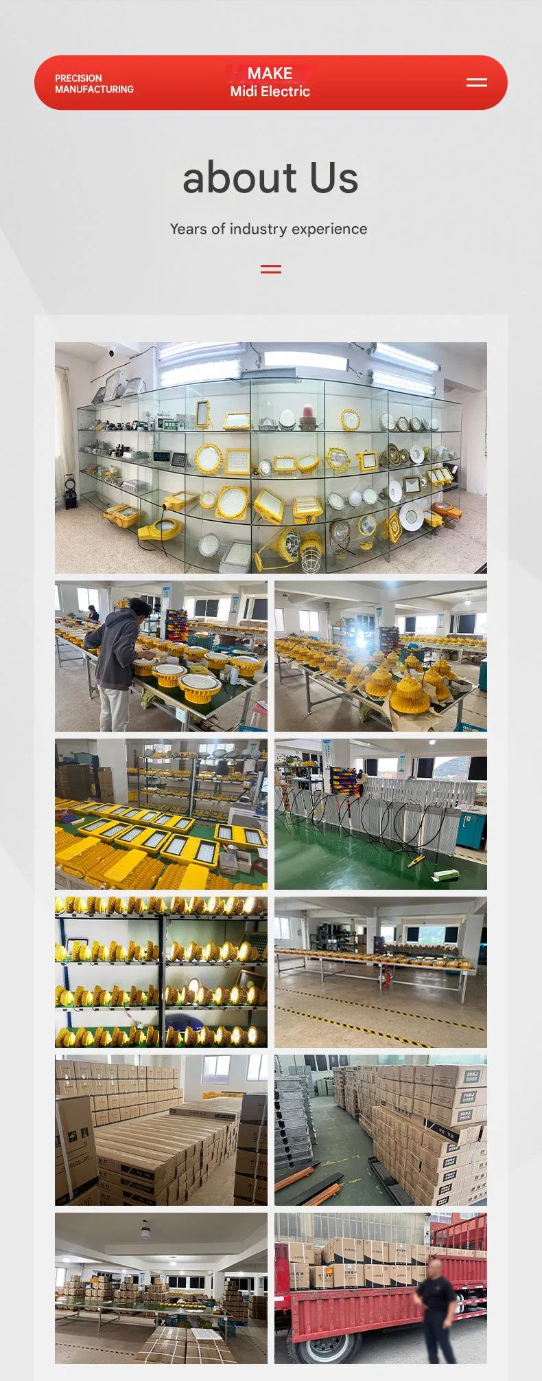Fabricación de Precisión Iluminación LED Comercial a Prueba de Explosiones de Alta Potencia y Ahorro de Energía Integrada