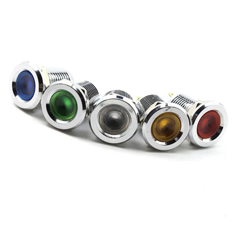 Precio Mayorista 12mm Terminal de Pin Plano de Metal Impermeable para Maquinaria Industrial 220V Luz Indicadora LED