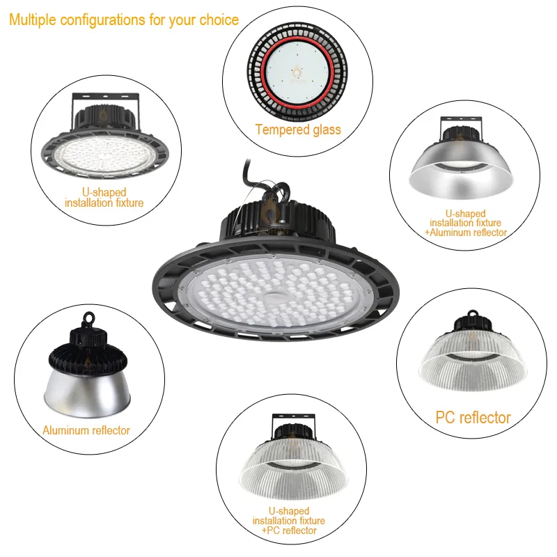 IP65 Lámpara Colgante Industrial de Canopy a Prueba de Explosiones UFO Luz de Bahía Alta para Iluminación de Almacén Taller Iluminación LED de Bahía Alta 100W 150W 200W 250W