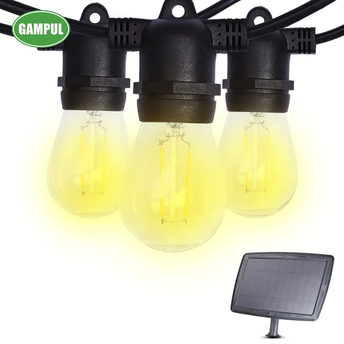 Luces de Cadena de Filamento LED Reemplazo Solar Alimentado a Prueba de Clima para Decoraciones del Hogar Iluminación de Vacaciones 1W S14 E26