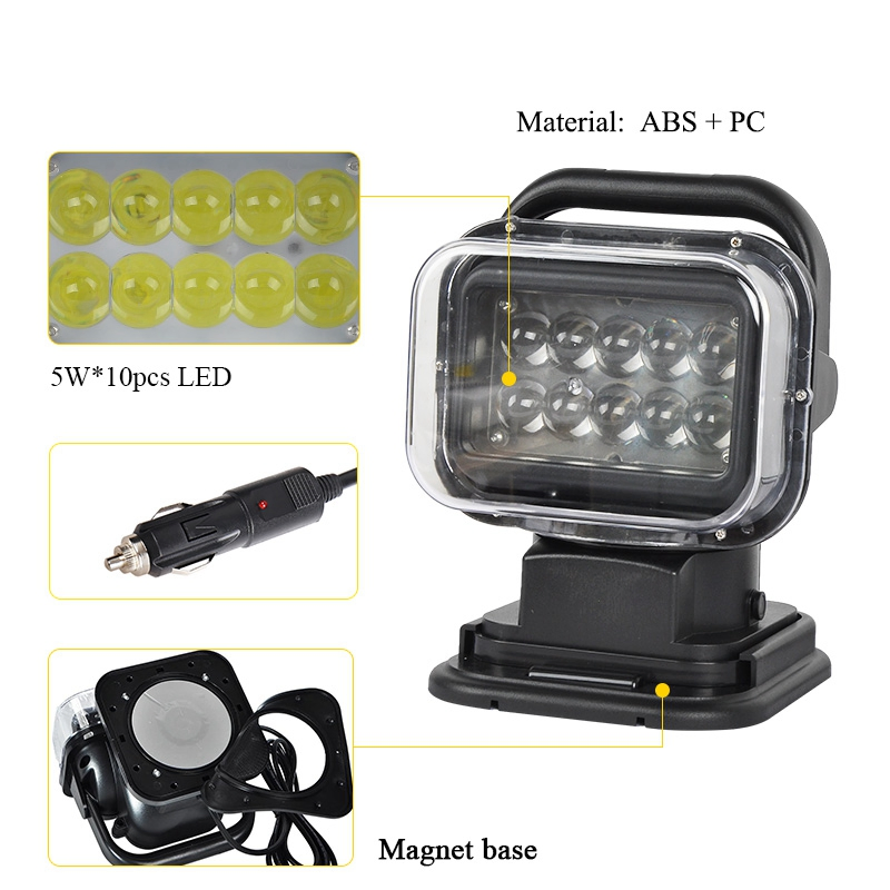 12V 24V 7inch Faro de emergencia LED CREE para barco marino, base magnética, camping al aire libre, caza HID Xenón, luz de búsqueda remota, venta al por mayor de fábrica