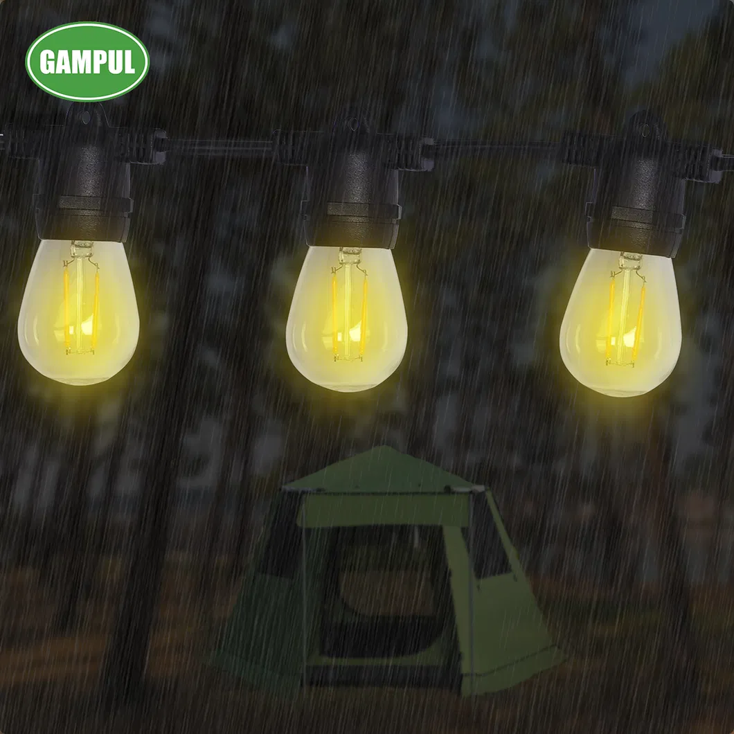 Luces de Cadena de Filamento LED Reemplazo Solar Alimentado a Prueba de Clima para Decoraciones del Hogar Iluminación de Vacaciones 1W S14 E26