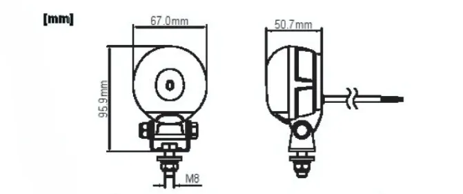 Plano de dimensiones de la luz de seguridad