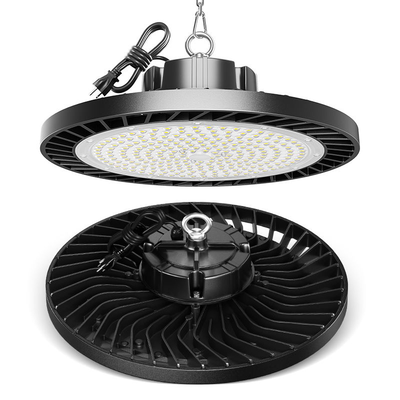Iluminación de alta bahía industrial regulable 3CCT Interruptor de diámetro 100W 150W 200W 300W Luz LED UFO de alta bahía para taller y garaje