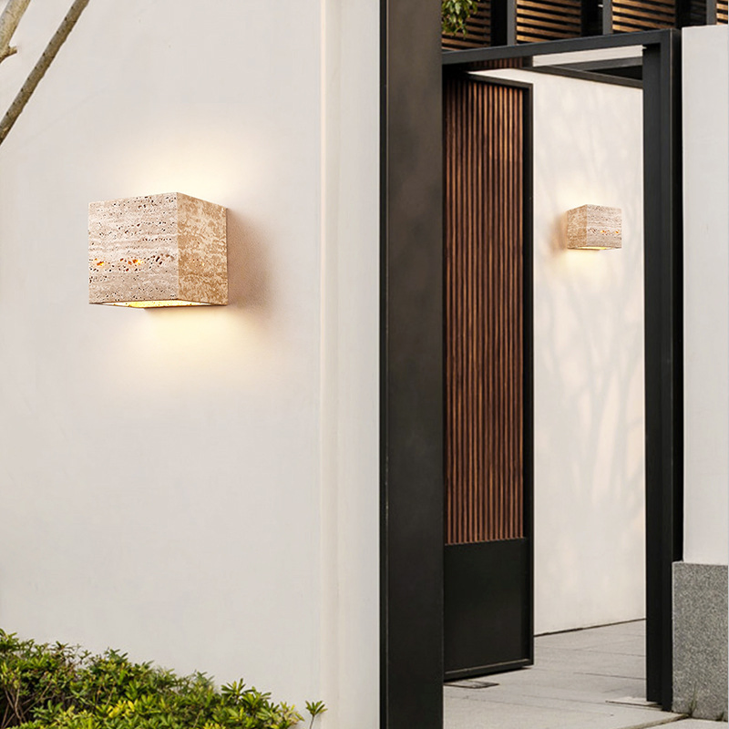 Fábrica de Iluminación Zhongshan Material de Travertino Popular Lámparas de Pared LED Personalizables de Diseño para Decoración del Hogar