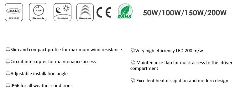 Iluminación inteligente comercial e industrial, farolas LED inteligentes con 210lm/W SMD3030 chip