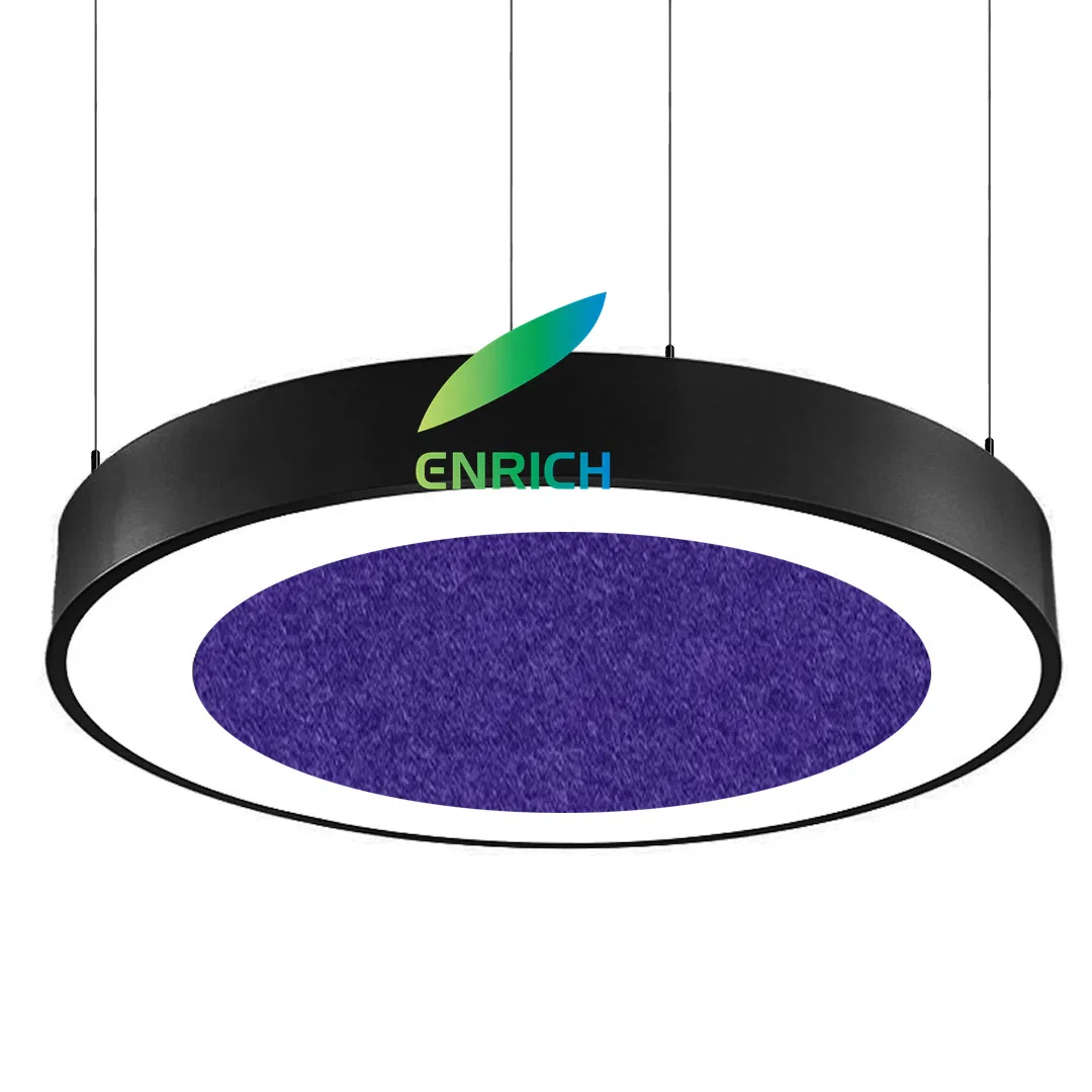 Lámpara de techo acústica LED, lámpara colgante LED en forma de anillo para interiores, iluminación para sala de estar, comedor, cocina, gimnasio, loft, oficina, dormitorio, almacén y taller