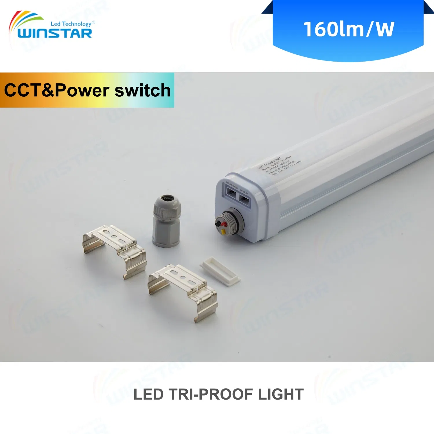 175lm/W Eficacia Ultra Alta Ajustable en Campo IP65 Luz LED Tri-Proof 3-Level Seleccionable CCT y Potencia para Iluminación de Almacén, Garaje, Parqueo de Autos e Iluminación Industrial