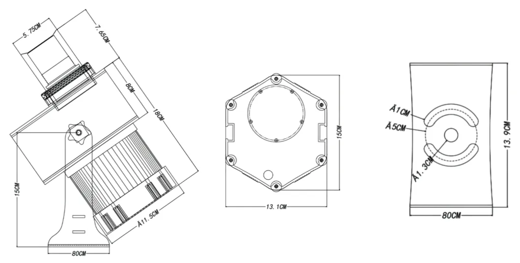 Dimensiones de instalación del proyector industrial de imagen HD
